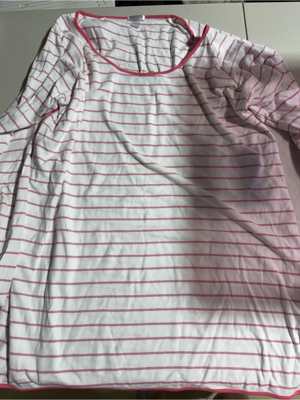 Women's Pink Stripe Long-Sleeve Pajama Top - White & Pink Lake Pajamas Maternity